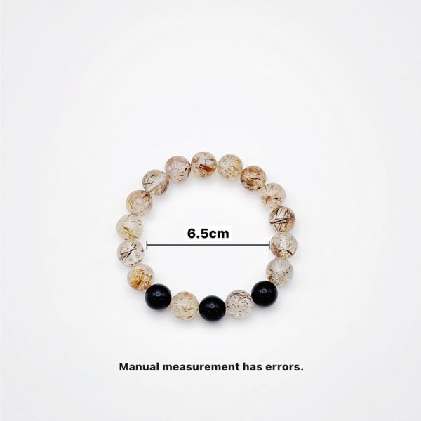 10mm Natural black gold super seven crystal and black agate bead bracelet-Boost courage and inspire charm