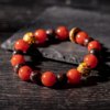 Natural garnet and red agate bead bracelet